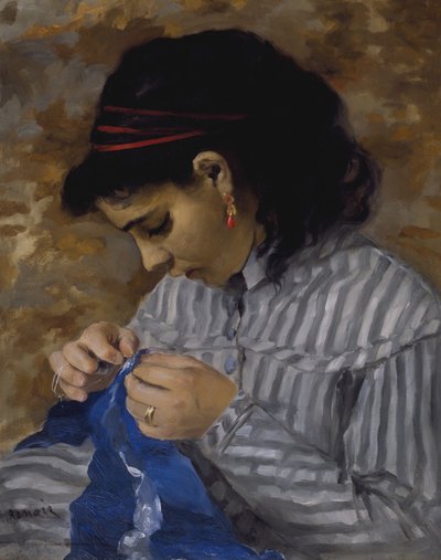 Lise aan het Naaien, c.1867-68 door Pierre Auguste Renoir
