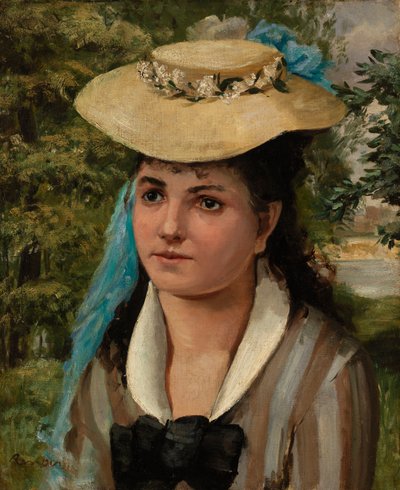 Lise met een strohoed door Pierre Auguste Renoir