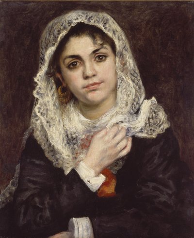 Lise in een witte sjaal, ca. 1872 door Pierre Auguste Renoir