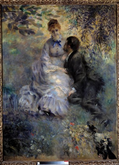 Geliefden. Paar zittend in een tuin door Pierre Auguste Renoir