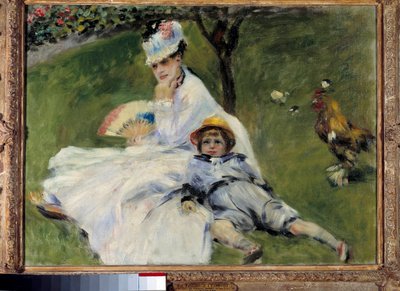 Madame Monet en haar zoon, in de tuin in Argenteuil door Pierre Auguste Renoir