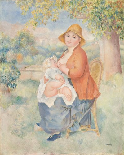 Moederschap of Vrouw die haar kind borstvoeding geeft (Madame Renoir en haar zoon) door Pierre Auguste Renoir