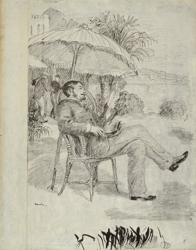 Op het terras van een hotel in Bordighera: De schilder Jean Martin bekijkt zijn rekening, 1881 door Pierre Auguste Renoir