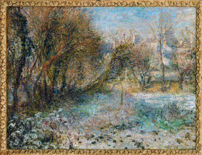 Besneeuwd landschap (olieverf op doek) door Pierre Auguste Renoir
