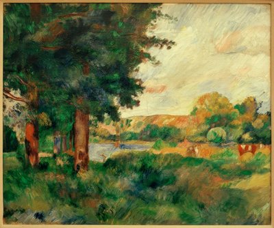 Landschap van Île-de-France met grote bomen door Pierre Auguste Renoir