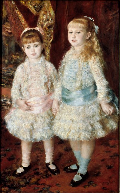 Roze en Blauw (De Cahen Dames van Antwerpen) door Pierre Auguste Renoir