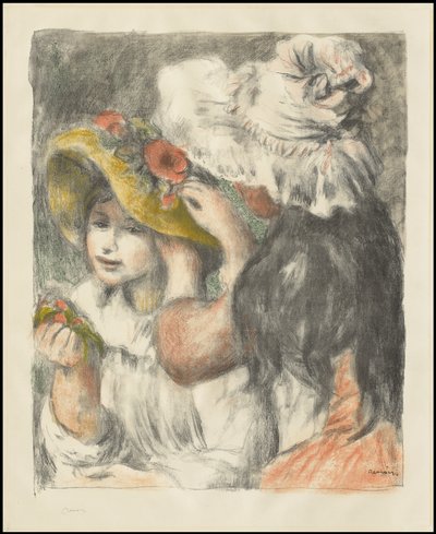 De hoed vastpinnen: Tweede plaat, ca. 1898 door Pierre Auguste Renoir
