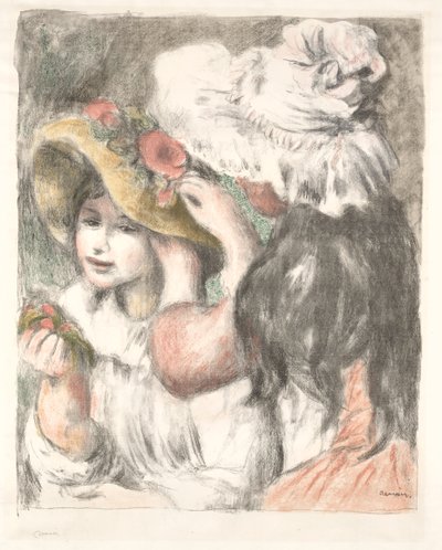 De hoed vastpinnen, ca. 1898 door Pierre Auguste Renoir