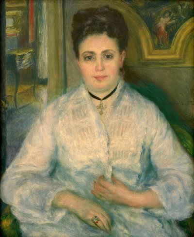 Portret van Madame Victor Choquet in het wit door Pierre Auguste Renoir