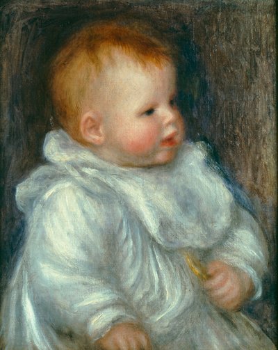 Portret van Coco tegen een blauwe achtergrond door Pierre Auguste Renoir
