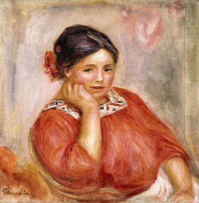 Portret van Gabrielle in een rode blouse, 1896 door Pierre Auguste Renoir