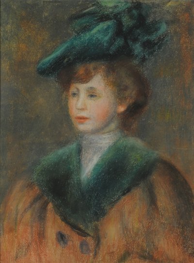 Portret van een Jonge Vrouw met Groene Hoed door Pierre Auguste Renoir