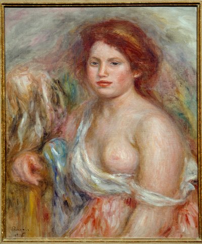 Portret van het model in buste Schilderij door Pierre Auguste Renoir door Pierre Auguste Renoir