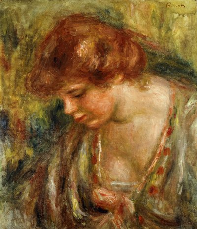 Profiel van Andree met gebogen hoofd, ca. 1917 door Pierre Auguste Renoir