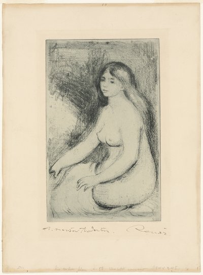 Zittende badende door Pierre Auguste Renoir