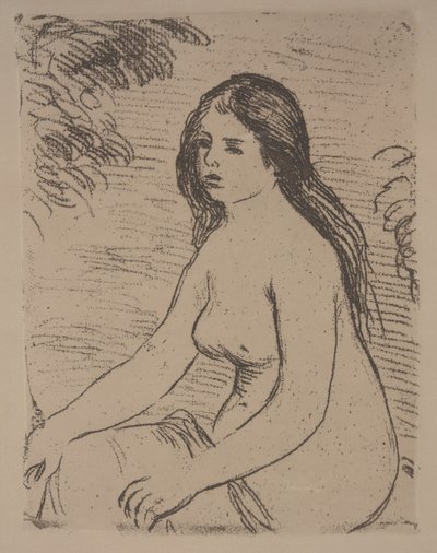 Zittende vrouwelijke naakt door Pierre Auguste Renoir