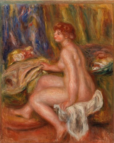 Zittende vrouwelijke naakt, zijaanzicht door Pierre Auguste Renoir