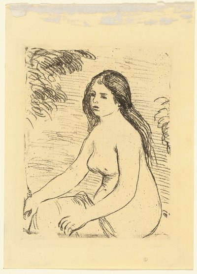 Zittende Naakte Vrouw door Pierre Auguste Renoir