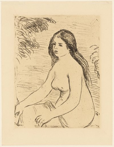 Zittende naakte vrouw door Pierre Auguste Renoir