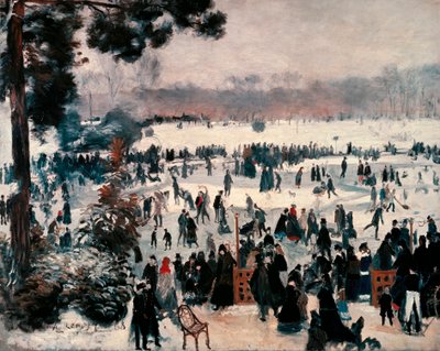 Schaatsers in het Bois de Boulogne in Parijs door Pierre Auguste Renoir