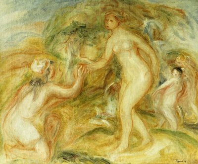 Schets van het oordeel van Parijs door Pierre Auguste Renoir