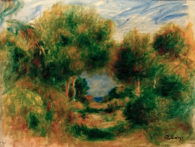 Uit het bos, zee op de achtergrond door Pierre Auguste Renoir