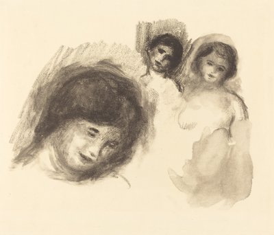 Steen met Drie Schetsen door Pierre Auguste Renoir