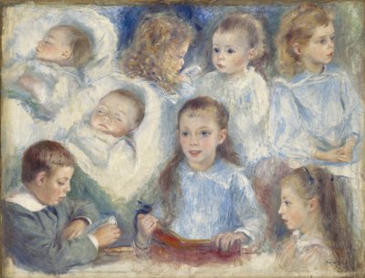 Studies van hoofden door Pierre Auguste Renoir