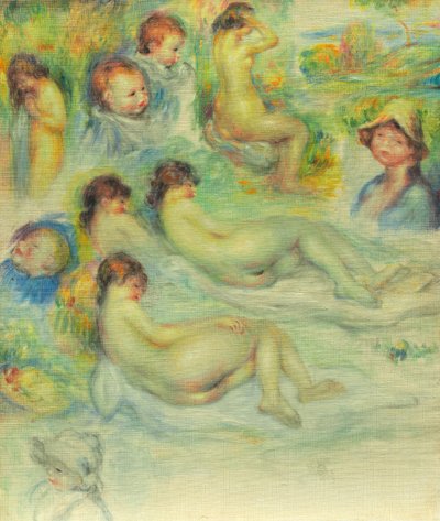 Studies van Pierre Renoir, zijn moeder, Aline Charigot, naakten en landschap, 1885-1886 door Pierre Auguste Renoir