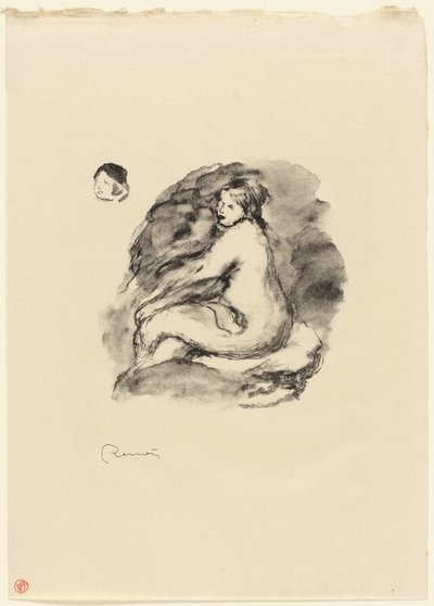 Studie van Zittende Vrouwelijke Naakt, Variant door Pierre Auguste Renoir