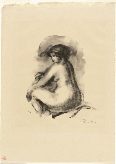 Studie van zittende naakte vrouw door Pierre Auguste Renoir