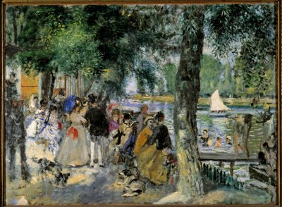 Zwemmen in de Seine of La Grenouillere. Cafébal bij Chatou. Schilderij door Pierre Auguste Renoir (1841-1919) 1860 Moskou, Pushkin Museum door Pierre Auguste Renoir