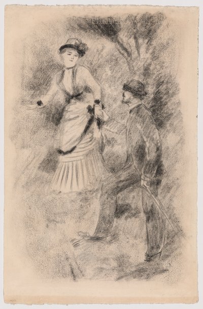 De afdaling van de top: Jean Martin ondersteunt Hélène, de dochter van de bankier (Illustratie voor Edmond Renoir