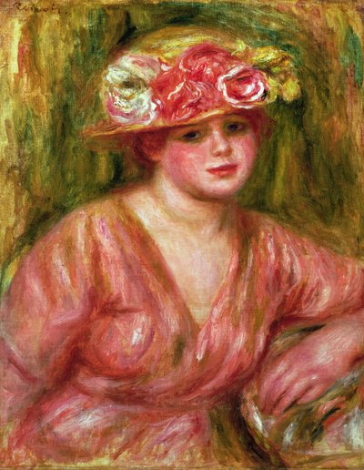 De rozenhoed of Portret van Lady Hessling door Pierre Auguste Renoir