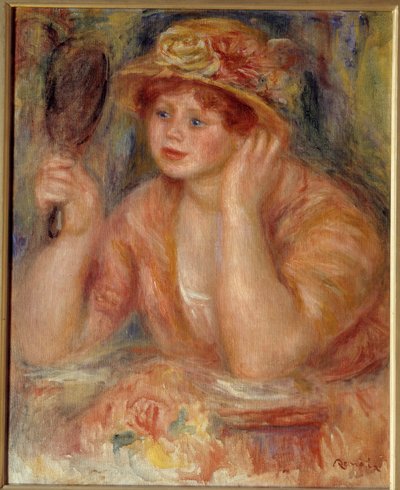 De vrouw in de spiegel door Pierre Auguste Renoir