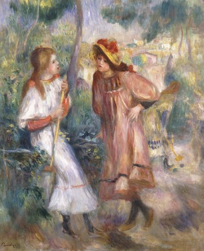 Twee meisjes in de tuin van Montmartre door Pierre Auguste Renoir