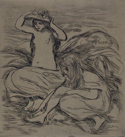 Twee Vrouwen Baden, ca. 1895 door Pierre Auguste Renoir