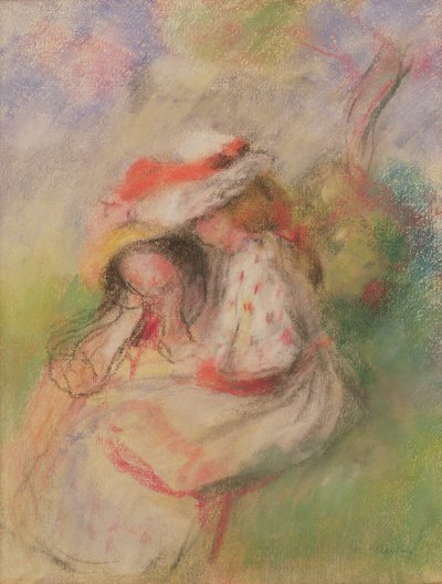 Twee Jonge Meisjes in een Tuin, c.1885 door Pierre Auguste Renoir