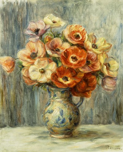 Vaas met anemonen door Pierre Auguste Renoir