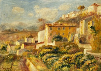 Uitzicht op het postkantoor, Cagnes door Pierre Auguste Renoir