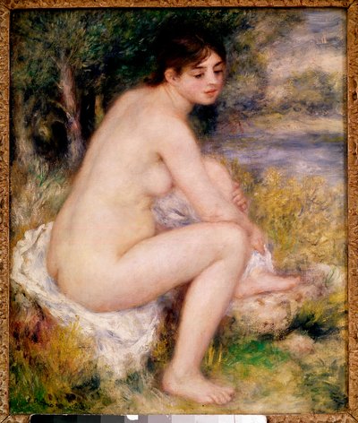 Naakte vrouw in een landschap door Pierre Auguste Renoir
