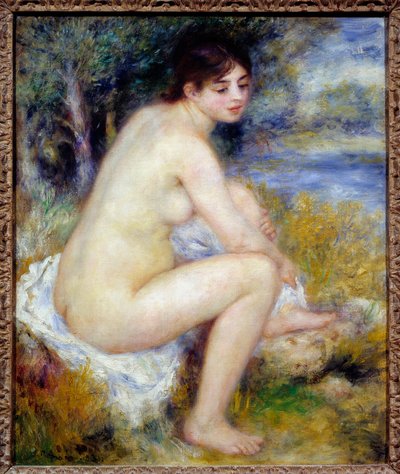 Naakte vrouw in een landschap door Pierre Auguste Renoir