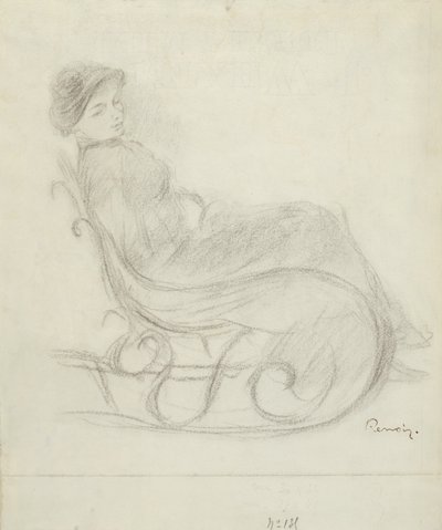 Zittende Vrouw in een Stoel (recto); Vrouw in een Stoel, Gezien van Achteren (verso) door Pierre Auguste Renoir