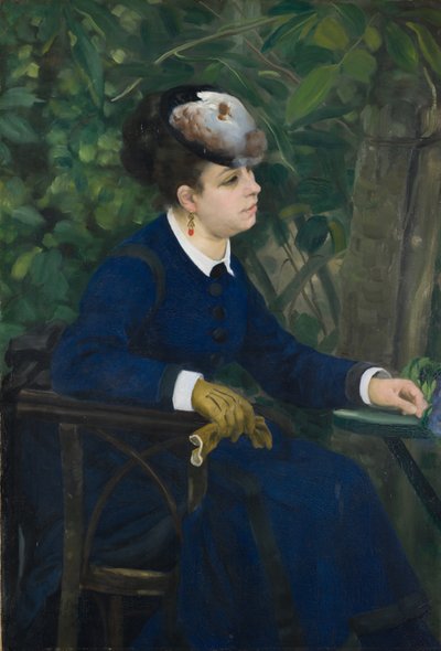 Vrouw in een Tuin Vrouw met een Meeuw Hoed, 1868 door Pierre Auguste Renoir