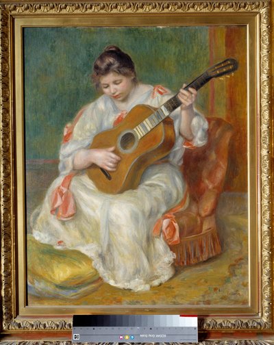 Vrouw die gitaar speelt door Pierre Auguste Renoir
