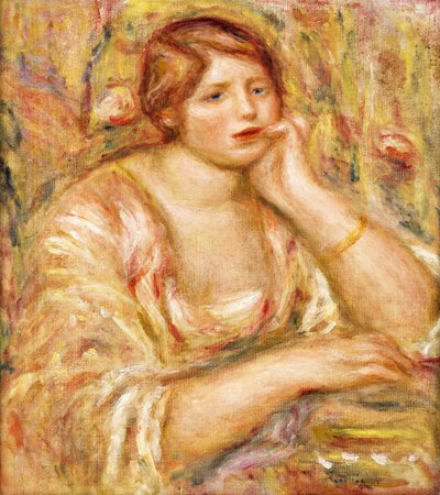 Vrouw met hand aan haar gezicht, 1919 door Pierre Auguste Renoir