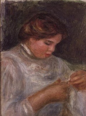 Vrouw met Schaar door Pierre Auguste Renoir