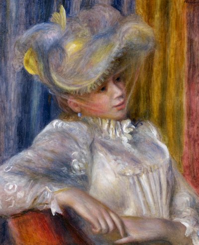 Vrouw met een Hoed, 1891 door Pierre Auguste Renoir