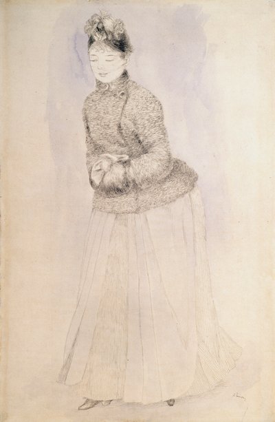 Vrouw met een mof, ca. 1883-ca. 1884 door Pierre Auguste Renoir