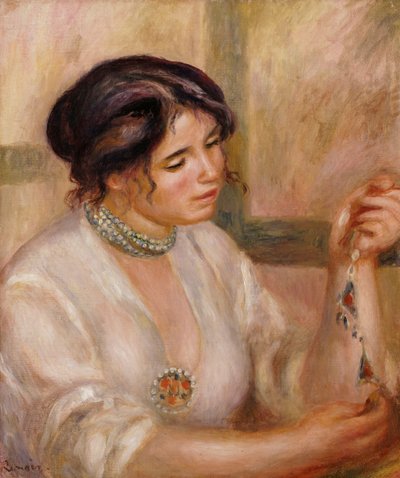 Vrouw met een ketting door Pierre Auguste Renoir